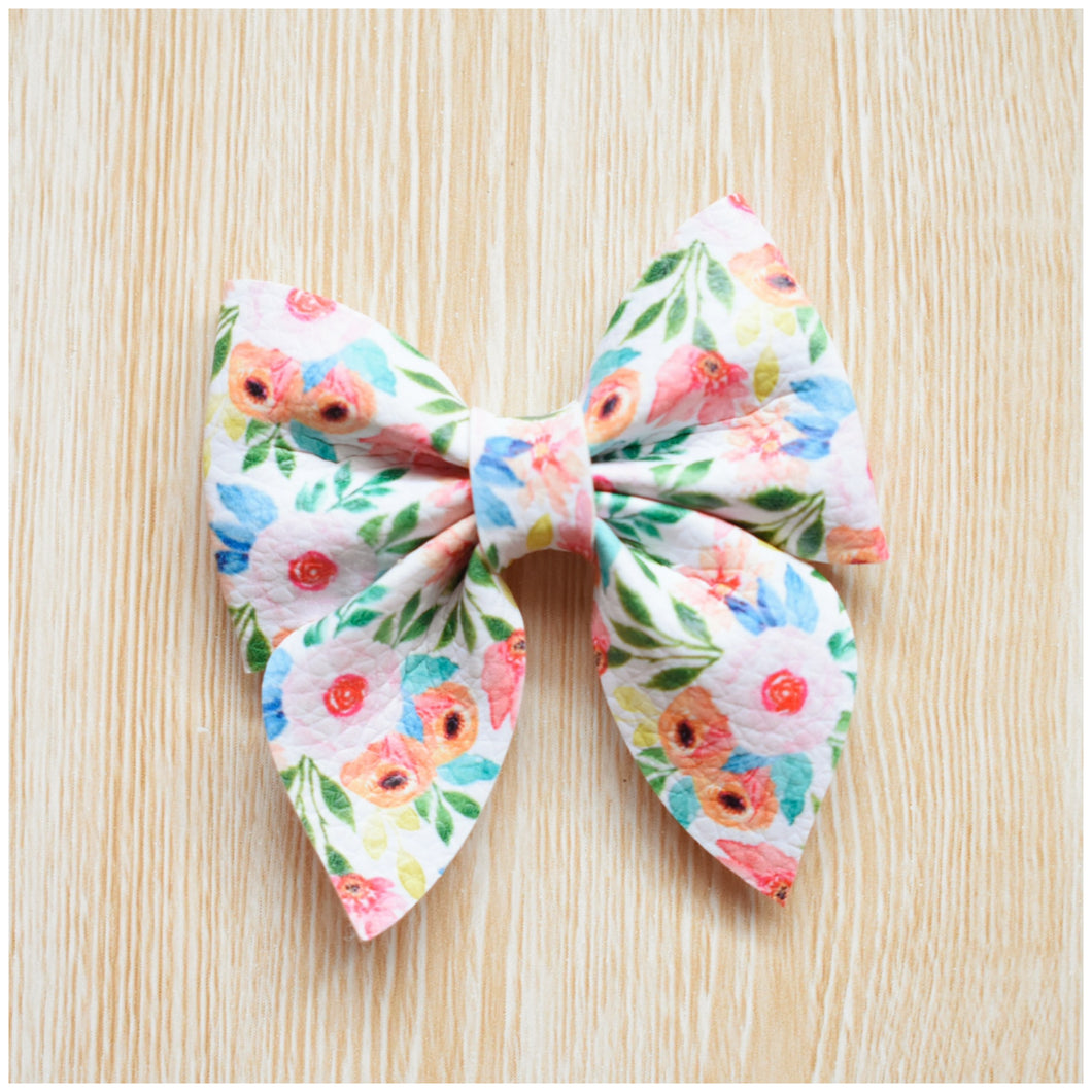 Sailor Mini- Floral glitter bow, leatherette bow, fringe clip, butterfly bow, personalised bow, rainbow bow, dolly hair bow, floral bow, shimmer bow, pretty bow , Bow Handmade Hairbow, handmade hair accessories, Sweet Adalyn Sweet Adalyn